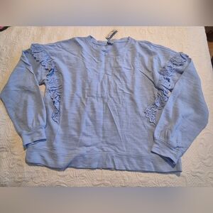 Crown & Ivy XXL light blue long sleeve french terry sweatshirt NWT